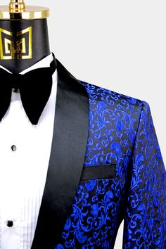 Royal Blue Wedding Tux Groom, Luxury Blue Formal Tuxedo, Luxury Classic Royal Blue Tuxedo, Luxury Royal Blue Classic Tuxedo, Luxury Royal Blue Tuxedo With Notch Lapel, Paisley Tuxedo Jacket, Blue Tuxedo Jacket, Paisley Tuxedo, Blue Tuxedo Wedding