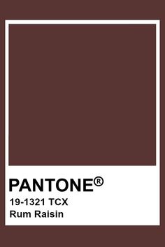 the pantone color is brown and has a white square on it, with an inscription that