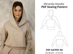 a woman wearing a hoodie sewing pattern