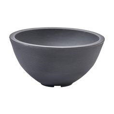 a gray bowl sitting on top of a white table