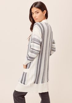 [Color: Blue Combo] Lovestitch Total beach vibes! Chunky Striped Knit Beach Sweater, Beach Striped Knit Sweater, Striped Sweater For Beach In Fall, Striped Sweater For Fall Beach Outings, Fall Striped Beach Sweater, Cozy Striped Cardigan For Spring, Cozy Striped Spring Cardigan, Perfect Cardigan, Cozy Cardigan