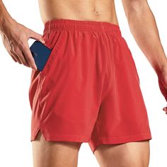 PRICES MAY VARY. Haimont 5 inch mens running athletic shorts are made with 90% polyester 10% spandex, which offers a lightweight, breathable and quick dry that are able to wicks moisture away from your body to keep you cool and dry. Men's active gym unlined shorts feature 3 pockets, The 2 side pockets offer easy storage for your essentials and are also deep enough to prevent your belongings falling out. 1 inner drop-in pocket at waist for additional small items like coins, mini-card. Featured a Cheap Moisture-wicking Running Shorts, Exercise Shorts, Stylish Logo, Mens Running, Athlete Workout, Training Shorts, Active Shorts, Side Splits, Water Resistant Fabric