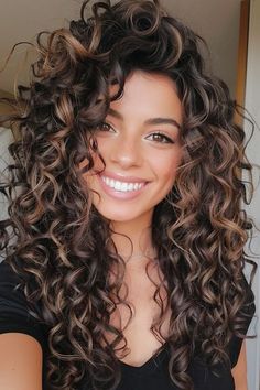 Curly Haircuts Middle Part, Curly 2c Haircuts, Curl Cuts Shapes, Curly Lob Haircut Shoulder Length, Curly Hair Hair Color Ideas, Spiral Perm With Bangs, Curly Hair With Curtain Bangs And Layers, Curly Haircut Round Face, Rounded Curly Haircut