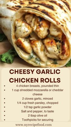 chicken rolls with cheese and spinach on top