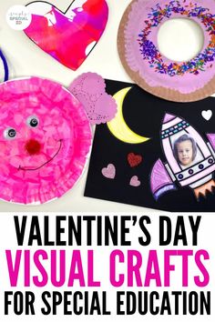 Looking for some fun Valentine’s Day crafts for your special education students? Each month in my special education self-contained classroom I love to come up with new, hands-on crafts to meet student goals. These February crafts focus on Valentine’s Day and are great for working on following directions and fine motor skills. There are paper plate crafts, a photo craft, and a heart craft. Special Education Crafts, Fine Motor Centers, February Crafts, Heart Craft, Self Contained Classroom, Special Education Activities