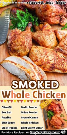 the flyer for smoked whole chicken