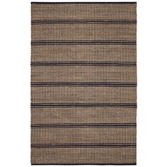 a brown and black striped rug on a white background