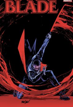 the cover to blade, featuring a man on a skateboard in front of a black background