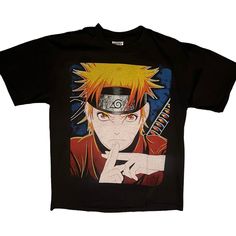 Naruto Tshirt Modern Reprint For Men Brand New Never Used . Fits As A Regular Large Or Xl Single Stitched Heavyweight! All Over Print In Front Super Detailed Amazing Quality #Vintage #Retro #Anime #Naruto #Explorepage Black Y2k Anime Print T-shirt, Black Y2k T-shirt With Anime Print, Black Casual Top With Anime Print, Y2k Black Shirt With Screen Print, Casual Black Top With Anime Print, Casual Anime Print Tops, Black Anime Print Relaxed Fit Top, Casual Relaxed Fit T-shirt With Anime Print, Black Relaxed Fit Top With Anime Print