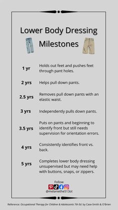 Lower Body Dressing Milestones for Kids  • Occupational therapist   • Occupational therapy   • Occupational therapy toolkit   • Occupational therapy activities   • Occupational therapy quotes   • Occupational therapy activities for kids   • Occupational therapist aesthetic   • Occupational art and craft for preschool   • Occupational therapist aesthetic   • Occupational therapist quotes   • Occupational therapist gifts   • Pediatric occupational therapy   • Pediatric occupational therapy ideas   • Pediatric OT   • Therapy quotes   • Therapy tools   • Quotes Aesthetic   • Quotes Wallpaper   • Free printables   • Fine motor activities for kids   • Gross motor activities   • Emotional awareness   • Social skills activities   • Self care   • Self care ideas   • Visual motor activities   • S Prewriting Activities Preschool