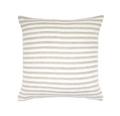 a white and grey striped pillow on a white background