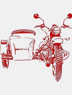 a drawing of a motorcycle with a side car