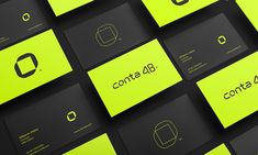 some business cards are stacked on top of each other with the words conta 48