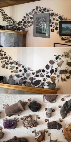 several different pictures of rocks on the wall