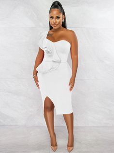 Fabric:Polyester, and spandex, it is soft, lightweight, breathable, and comfortable to wear.Feature: Sleeveless, one-shoulder, V Neck Dress, ruffle, high waist, solid color, split, bodycon midi dress. Formal Wrap Dress, One Shoulder Midi Dress, Midi Sundress, White Dress Party, Ruched Midi Dress, Hip Dress, Bodycon Midi, White Midi Dress, Midi Dress Bodycon