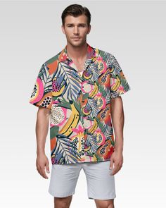 Our men's short sleeve button up shirt is the perfect addition to your summer wardrobe. Made from lightweight, breathable fabric, this shirt offers a regular fit that's ideal for casual outings, the beach, on vacation, or attending a party, this comfortable shirt will keep you cool and stylish. KEY FEATURES ⬥ Regular fit: Comfortable and flattering silhouette. ⬥ Lightweight fabric: Breathable and cool to wear. ⬥ Casual style: Perfect for everyday wear. ⬥ Side slits: Provides added comfort and movement. ⬥ Durable construction: Ensures long-lasting wear. ⬥ Versatile: Suitable for various occasions. PRODUCT SPECIFICATIONS ⬥ Fabric composition: 95% Polyester, 5% Spandex ⬥ Care instructions: machine wash cold (max 40℃ or 104 non-chlorine, iron with cover ⬥ Available in sizes S-5XL SIZE CHART (a Summer Vacation Short Sleeve Shirt With Johnny Collar, Johnny Collar Short Sleeve Shirt For Summer Vacation, Vacation Short Sleeve Shirt With Camp Collar, Casual Multicolor Short Sleeve Shirt For Beach, Casual Multicolor Short Sleeve Beach Shirt, Multicolor Short Sleeve Beach Shirt, Casual Multicolor Short Sleeve Hawaiian Shirt, Summer Vacation Shirt With Johnny Collar, Relaxed Fit Camp Shirt With Johnny Collar For Vacation