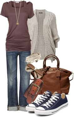 Casual outfit 2023 Basic Outfits, Spring Clothes For Women 2024, Casual Nice Outfit, Trendy Womens Outfits, Comfortable Fall Outfits, Converse Outfits, Cuff Jeans, Trendy Fall Fashion, Looks Jeans