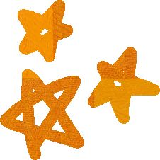 three orange and one yellow star shaped objects