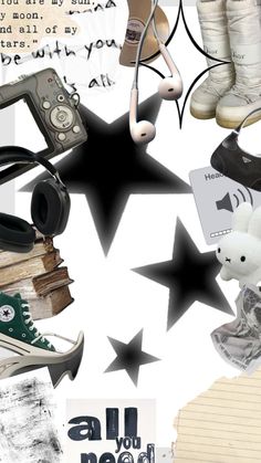 all you need is shoes, books, and other items to create this collage