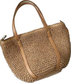 Casual Light Brown Tote Straw Bag, Casual Light Brown Straw Tote Bag, Casual Light Brown Straw Bag For Travel, Casual Light Brown Straw Travel Bag, Casual Light Brown Beach Bag With Braided Handles, Light Brown Straw Travel Bag, Casual Light Brown Woven Straw Bag, Chic Light Brown Beach Bag For Travel, Casual Woven Satchel For Shopping