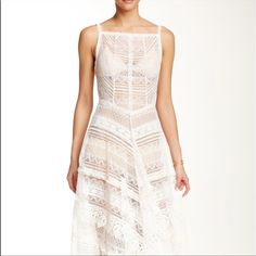 Nwt. Great For Wedding Or Cover Up. Color Is Whiteish/Ivory Delicate Sleeveless White Dresses, White Lace Dress With Lace Bodice For Garden Party, Delicate White Dress With Lace Bodice, Delicate White Dress For Daywear, White Delicate Lace Dress For Wedding Night, White Sheer Lace Dress For Evening, White Sheer Lace Evening Dress, White Dress With Lace Bodice For Brunch, White Delicate Lace Dress For Daywear