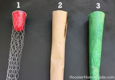 four different types of items that are made out of toilet paper and construction material,