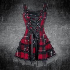 Plaid Lace Up Gothic Mini Dress – GTHIC Gothic Mini Dress With Corset Back For Costume Party, Gothic Corset Back Mini Dress For Costume Party, Gothic Dress With Corset Back For Alternative Fashion, Gothic Corset Dress With Lace-up Back For Costume Party, Fitted Sleeveless Plaid Party Dress, Edgy Halloween Corset Dress With Corset Back, Gothic Fitted Mini Dress With Corset Back, Fitted Gothic Mini Dress With Corset Back, Gothic Red Dress With Corset Back