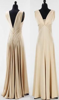 V Neck Sleeveless Party Dresses Bias Dress Draping, Bias Cut Dress Pattern, 1930s Evening Gowns, Elizabeth Hawes, Gaun Abad Pertengahan, Sleeveless Party Dress, Silk Evening Gown, Draped Bodice, 파티 드레스