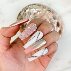 Nude Chrome, Chrome Nails Designs, Ombre Acrylic Nails, Coffin Shape, Christmas Nails Acrylic