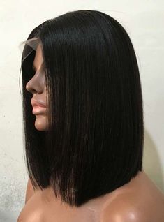 Italian Square Cut: Embrace the sleek and stylish square cut hairstyle trend for 2024. Bob Black, Lace Front, Black Hair, Wigs, Hairstyles, Queen, Human, Lace, Wall