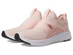 PUMA Softride Sophia Slip-On - Women's Shoes : Rose Dust/Rose Gold : Run freely wearing the PUMA Softride Sophia Slip-On sneakers. Textile and synthetic upper. Textile lining and insole. Slip-on design. Round toe. Pull tab on lace and heel counter. PUMA logo and perforated detail on upper. Synthetic outsole. Imported. Measurements: Weight: 8 oz Product measurements were taken using size 8.5, width B - Medium. Please note that measurements may vary by size. Weight of footwear is based on a single Synthetic Slip-on Sneakers With Removable Insole For Sports, Slip-on Low-top Running Shoes With Cushioned Footbed, Spring Sports Walking Shoes With Removable Insole, Slip-on Sneakers With Boost Midsole For Sports, Slip-on Low-top Running Shoes With Boost Midsole, Low-top Slip-on Running Shoes With Boost Midsole, Athleisure Slip-on Running Shoes With Rubber Sole, Slip-on Athleisure Running Shoes With Rubber Sole, Athleisure Slip-on Sneakers With Removable Insole For Sports