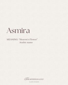 an image of the cover of asmra meaning heaven's flower - arabic name