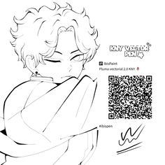 a drawing of a boy with glasses and a qr code