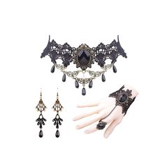 PRICES MAY VARY. GOTHIC ACCESSORIES: Our Halloween jewelry set includes black elegant vintage necklace, black vintage pendant earrings, black ring bracelet. They are all suitable for the upcoming Halloween. Owning our Halloween suit can add to the atmosphere of Halloween festival. GOTHIC NECKLACE FOR WOMEN: The retro black necklace is light in weight and will not bring any burden to the neck and wrist. These accessories are made of exquisite materials and are harmless to your skin. You can wear Gothic Jewelry For Halloween Costume, Gothic Silver Jewelry For Costume Party, Gothic Costume Jewelry For Halloween, Gothic Halloween Costume Jewelry, Vintage Black Jewelry For Costume Party, Metal Halloween Party Jewelry, Black Fantasy Jewelry For Costume, Black Halloween Costume Jewelry, Adjustable Gold Jewelry For Halloween