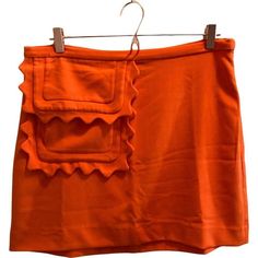 Victoria Beckham Target Bright Orange Mod Retro Mini Skirt Scalloped Pocket Size Large Polyester Rayon And Spandex Materials New Without Tags Spring Skirt With Pockets, Spring Skirt With Pockets And Elastane, Stretch Elastane Skirt With Pockets, Fitted Orange Skort, Fitted Elastane Skirt With Pockets, Fitted Orange Mini Skort, Orange Mini Skirt Bottoms With Pockets, Orange Mini Skirt With Pockets, Victoria Beckham For Target