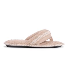 Pamper your feet by picking up a pair of our MUK LUKS® Darlene Thong Slippers. The memory foam insole will give your feet the soft and added comfort they deserve. The design allows for added flexibility and still having the slip on convenience. Available in Small (5-6), Medium (7-8), and Large (9-10) and multiple color options. Wipe with damp cloth. Do not bleach. Dry flat. Imported. 100% Polyester Upper, Slip On entry, Flat & Flexible Sole, Open Toe with Thong,100% Polyester Lined Memory Foam I House Shoes Slippers, Honey Wheat, Shoe Carnival, House Shoes, Slipper Shoes, Multiple Color, Shoe Store, Sandal Espadrille, Wheat