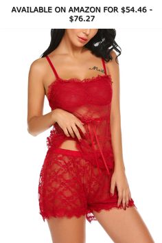 wearella Sexy Lingeie 2 Piece Lace Cami and Panty Set Floral Sleepwear Pajamas ◆ AVAILABLE ON AMAZON FOR: $54.46 - $76.27 ◆ 100% Brand New.Brand: wearella.Material: 80% Polyester, 20% Cotton.Colors: White, Red, Coffee, Black.Collar: Spaghetti Strap.Sleeve: Sleeveless.Style: Sexy Pajamas.Pattern: Patchwork.Decor: Lace Waist. Elastic Waist.Season: Summer.Design: Backless, Adjustable Spaghetti Strap.Occasion: Nightwear.Garment Care: Hand-Wash(Max 40°C)Size reference:Style 1:S: Bust: 26.1 inch Pants Floral Sleepwear, Patchwork Decor, Pajamas Pattern, Women's Chemises, Red Coffee, Coffee Black, Lace Lingerie Set