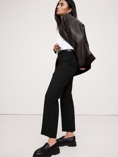 A tailored piece of performance, this soft and luxurious pant is crafted from responsible Italian wool that moves with ease.  A sleek and modern fit for the office or date night.  Stretch, Breathable, Wrinkle-Resistant.  Mid-rise.  Slim leg.  Ankle length.  Fabric from Italy's Marzotto Mill.  Zip fly with button closure.  Four-pocket styling.  Flat front.  Trouser crease.  Unlined.  *This style runs large.  Consider sizing down.  Slim-Straight Fit: Mid-rise (8").  Straight throughthe hip and thi Petite Shorts, Slim Leg, Ankle Pants, Slim Legs, Petite Size, Siena, Modern Fit, Ankle Length, Black Pants