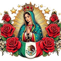 the queen of mexico with roses around her