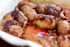 a close up of food in a bowl on a table