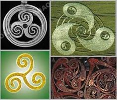 four different designs in the shape of an ornament, including two spirals and one