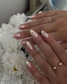 Unique Bridal Nails, Blushing Nails, Engagement Nails, Aesthetic Nail, Moon Nails, Chanel Collection, Pearl Nails, Bride Nails