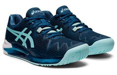 Asics WMNS Gel-Resolution 8 Low-Top Running Shoes Blue 1042A072-406 Asics Tennis Shoes, Tennis Gear, Shoes Asics, Tennis Racquets, Asics Sneakers, Womens Tennis Shoes, Womens Tennis, Shoes Blue, Asics Women