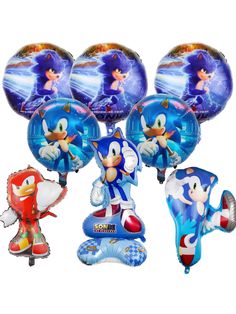 sonic the hedgehog balloon bouquet with helium balloons for kids and adults to celebrate their birthdays