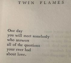 an open book with the words twin flames written in black and white on it