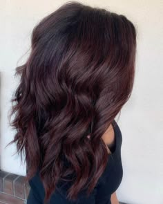 Dark Brown Hair With Red Glaze, Dark Brown Hair With Red Tent, Merlot Highlights On Dark Hair, Dark Black Red Hair, Dark Hair Red Undertone, Dark Hair With Red Tint, Deep Mahogany Hair Color, Very Dark Red Hair, Dark Red Black Hair