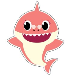 a pink and white shark with big eyes