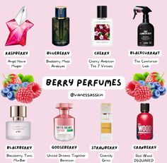 How To Smell Like Berries, Berry Perfume, Clean Hairstyles, Feminine Vision Board, Strawberry Perfume, Glow Up Ideas, Scent Combos, Organize Makeup, Mist Perfume