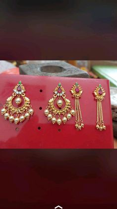 Gold Bangles Design, Gold Earrings Designs, Bangle Designs, Gold Bangles, Designer Earrings, Gold Earrings