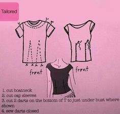 an instruction diagram for how to sew a top with short sleeves and collars